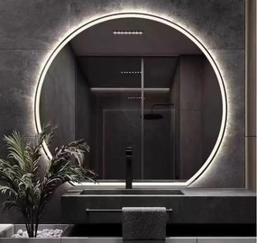 LUSTRO LED FI60cm X02 WŁĄCZNIK DOTYKOWY PIASKOWANE ŁAZIENKOWE Z PODŚWIETLENIEM