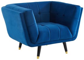 Fotel z weluru – kolor granatowy - SAMANTHA II