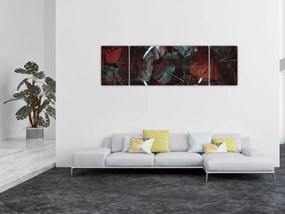 Obraz - Neonowe koło między palmami (170x50 cm)