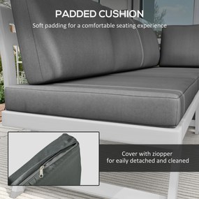 Outsunny Zestaw mebli ogrodowych Loungemöbel-Set 4-częściowy, 115 cm x 61 cm x 65 cm, Szary + Biały