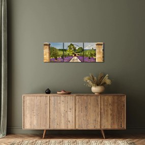 Obraz - Lawendowe ścieżki (z zegarem) (90x30 cm)