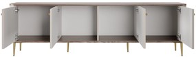 Szafka RTV Vesper 4D 187 cm - kaszmir / orzech / złote nogi