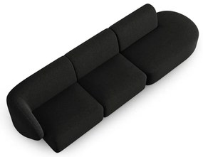 Czarna sofa z tkaniny szenilowej lewostronna 311 cm Paolo – Milo Casa