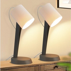 NETTLIFE Lampka nocna, Lampa stołowa do salonu z kablem - Zestaw 2 nowoczesnych małych lamp stołowych E14