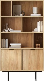 Regał na książki z szafką hikora naturalna F9-H69