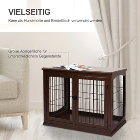 PawHut Buda dla psa, 2 wejścia, zamknięta, MDF i metal, 58,4 x 81,3 x 66 cm, Czarny