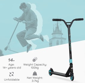 HOMCOM Profi Hulajnoga do Trików, Skuter Freestyle, Aluminium, Metal, Skóra Sztuczna, dla Dzieci i Dorosłych, Zielony