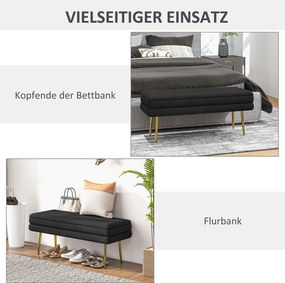 HOMCOM Ławka Tapicerowana z Przestrzenią do Przechowywania, Stal, 79,5 cm x 37,5 cm x 43 cm, Czarna