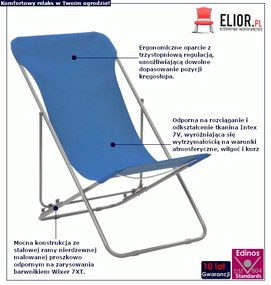 Komplet niebieskich krzeseł plażowych - Ansel