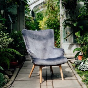 Fotel tapicerowany MOSS VELVET szary HOMLA