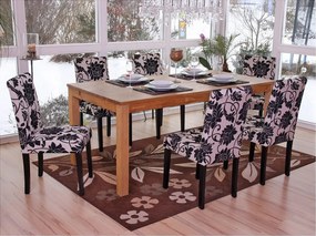 Krzesło do jadalni Littau (zestaw 6 sztuk),  tkanina, żakard, ciemne nogi