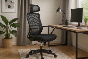 Czarny fotel obrotowy z mechanizmem tilt F0-N15