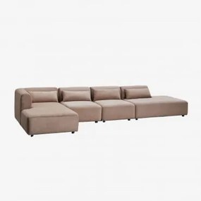 Sofa Modułowy Narożnik Lewy 4-częściowy Z Szezlongiem Fogler Sztruks Brąz Karmelowy - Sklum