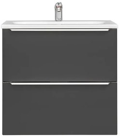 Podwieszana szafka łazienkowa z umywalką - Lunios 4S Czarny mat 60 cm