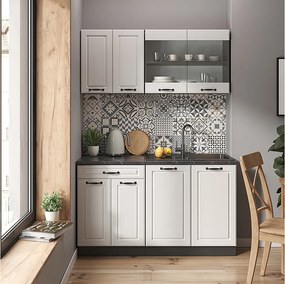 Pojedyncza kuchnia biały dworek/antracyt 140x46x81.6 r-line