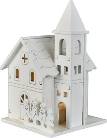 Świąteczna dekoracja świetlna Drewniany kościół, 8 x 13 x 8 cm, LED