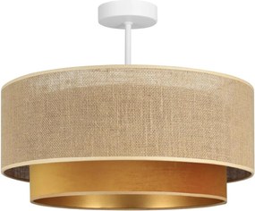 Przysufitowy żyrandol SARTA 1xE27/60W/230V śr. 45 cm miedziany/jutowy