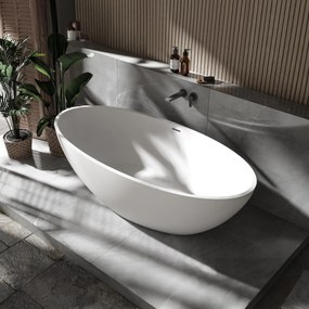 Wolnostojąca wanna z odlewu mineralnego RIO STONEBiała - 180 x 85 x 52 cm - dostępna w wersji matowej lub na wysoki połysk