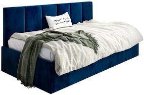 Granatowe łóżko z oparciem F3-R09