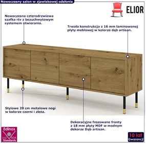 Frezowana szafka rtv dąb artisan - Javens 4X