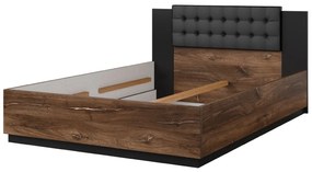 Łóżko SIGMA 140x200 dąb flagstaff miedziany/czarny mat z pojemnikiem HELVETIA