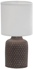 Brązowa lampa stołowa z abażurem z tkaniny - V085 F2-Z79