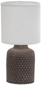 Brązowa lampa stołowa z abażurem z tkaniny - V085-Sanati