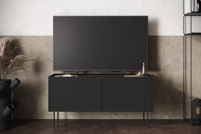 Szafka RTV Desin 120 cm z metalowymi nogami - czarny mat / dąb nagano