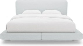 Jasnoszare tapicerowane łóżko dwuosobowe 140x200 cm Linea – Micadoni