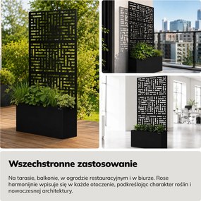 Pergola ogrodowa metalowa z donicą czarna 3in1, 900 × 1800 × 300 mm: ROSE