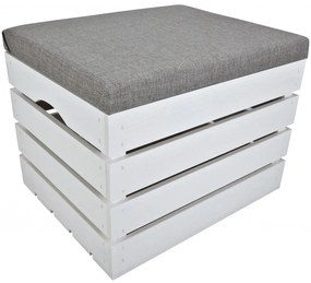 Pufa kufer skrzynia drewniana sosnowa siedzisko 50cm malowana biała