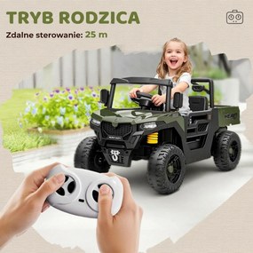 AIYAPLAY Pojazd elektryczny, 2 silniki, bagażnik, design UTV, funkcja muzyczna, zielony