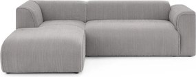 Jasnoszary sztruksowy narożnik (lewostronny/z szezlongiem) Merid – Ropez