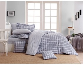 Szara pościel jednoosobowa z bawełny renforcé 140x200 cm Linear Calm Geometric – Mila Home Luxury