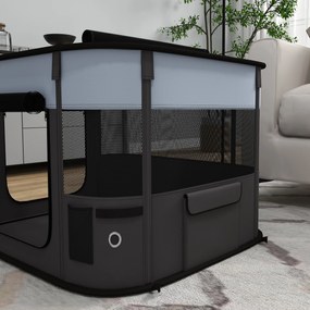 PawHut Przenośny kojec dla zwierząt, składany, z torbą do przechowywania, dla szczeniąt i kociąt, do użytku wewnątrz i na zewnątrz, Szary