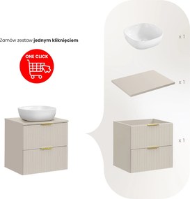 Szafka łazienkowa z umywalką nablatową Adel 60 cm, kaszmir