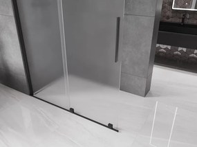 Mexen Velar ścianka prysznicowa rozsuwana Walk-in 140 x 200 cm, szron 8 mm, czarna - 871-140-000-33-70