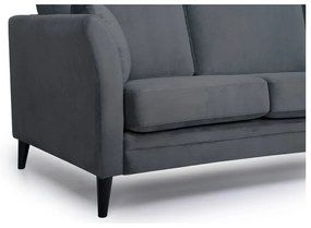 Ciemnoszara aksamitna sofa Scandic Eden, 237 cm