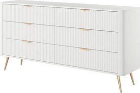 Komoda: 6 szuflad, biała, 163,2 x 38 x 81,2 cm