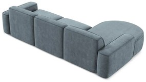 Szaroniebieski narożnik z tkaniny szenilowej (lewostronny/z szezlongiem) Omao – Makamii