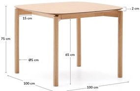 Stół w dekorze jesionu 100x100 cm Indara – Kave Home