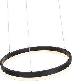 Designerska lampa wisząca czarna 40 cm z wbudowanym LED o 3-stopniowym ściemnianiu - Anello