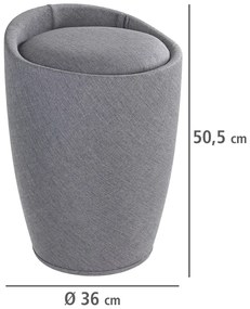 Pufa CANDY GREY - kosz na pranie, 2w1, WENKO