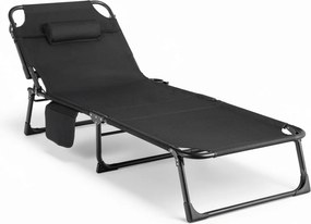 Leżak Ogrodowy SATURN 190x73 cm Czarny