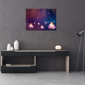 Obraz na szkle - Magiczne lilie wodne (70x50 cm)