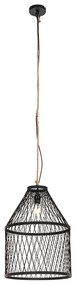 Zewnetrzna Rustykalna lampa wisząca zewnętrzna czarna rattanowa 40x55 cm - Calamus Rustykalny / Vintage Oswietlenie zewnetrzne