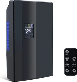 Osuszacz powietrza 2000 ml z pilotem, 24-godzinnym timerem, czyszczeniem UV i trybem uśpienia (czarny)