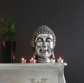 Srebrna figura Głowa Buddy, 26cm