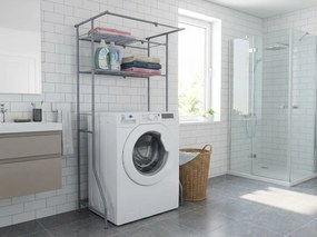 Metalowy regał łazienkowy nad pralką FIXANO 170x60-90 cm, szary