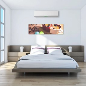 Obraz kawy i makaroników (170x50 cm)
